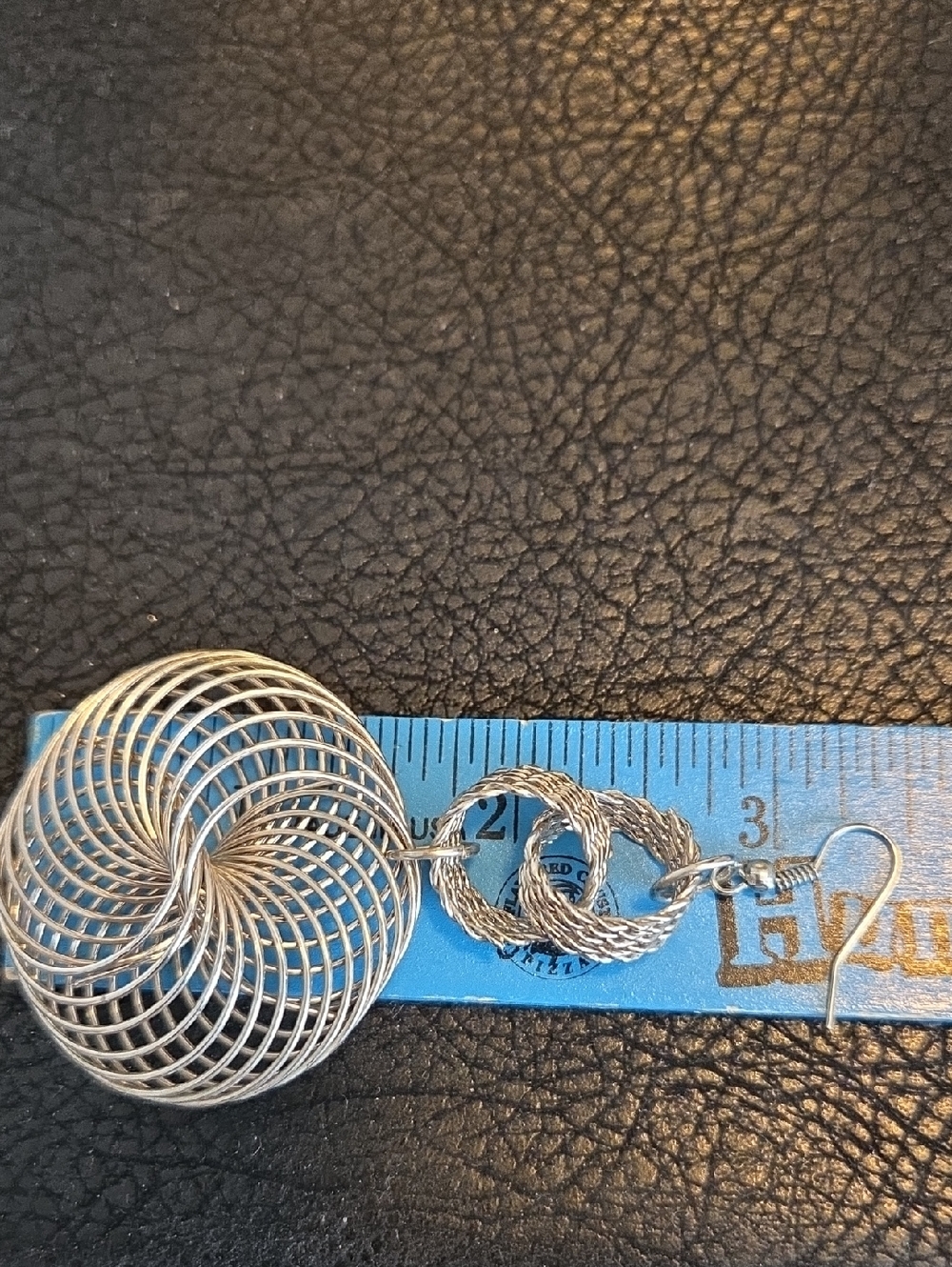 Silvertone " Slinkey" Spiral Drop Earrings - Picture 4 of 5